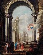 unknow artist ARCHITECTURAL CAPRICCIO WITH THE HOLY FAMILY china oil painting artist